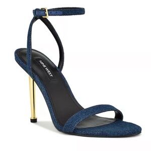Nine West Denim and Gold Heels